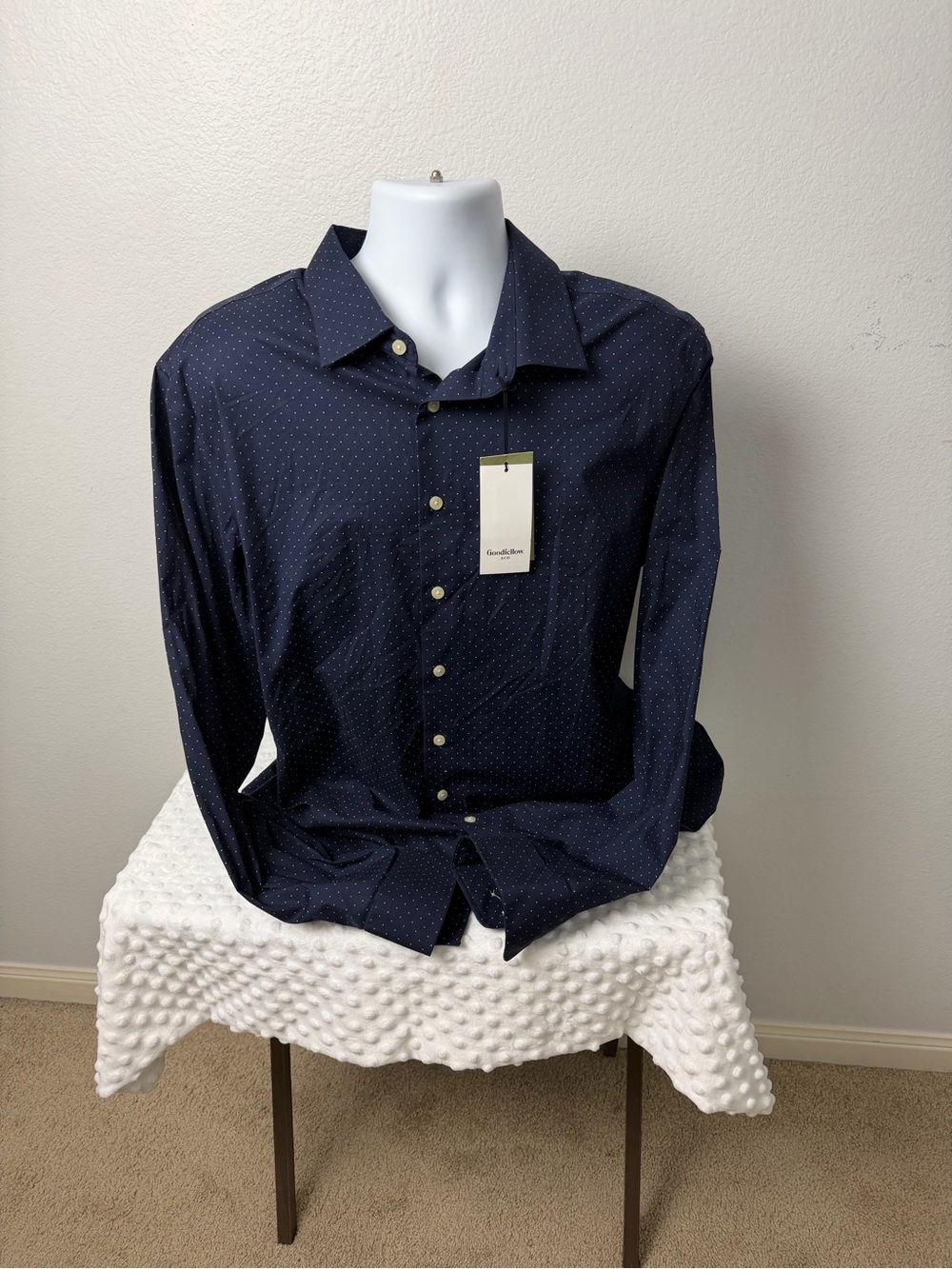 Goodfellow & Co Navy Blue Microdot Dress Shirt
